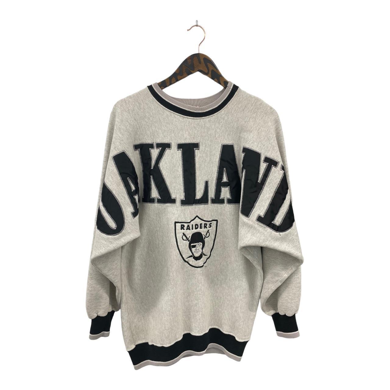 Vintage NFL Oakland Raiders Hoodie Grey Spell Out American 