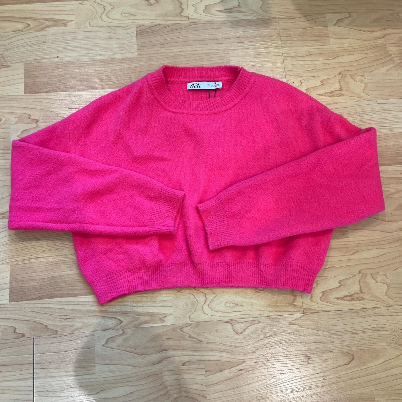 Hot pink super soft cropped sweater From zara... Depop