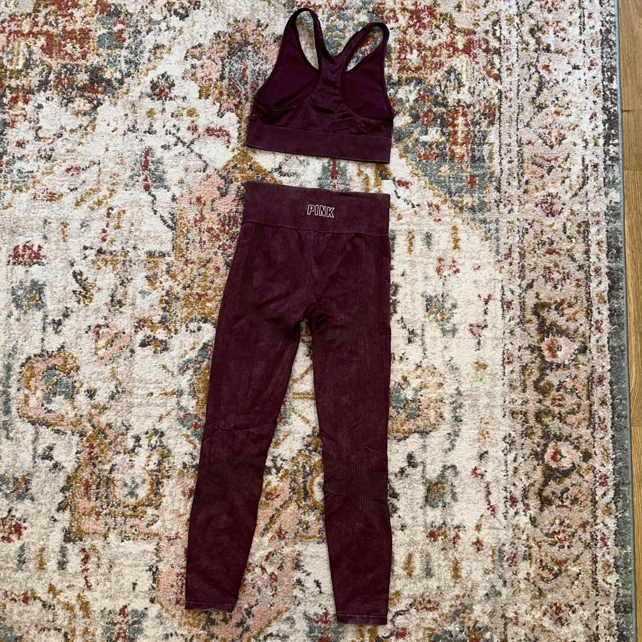 Burgundy 2 Piece Workout Set Victoria's Secret - Depop