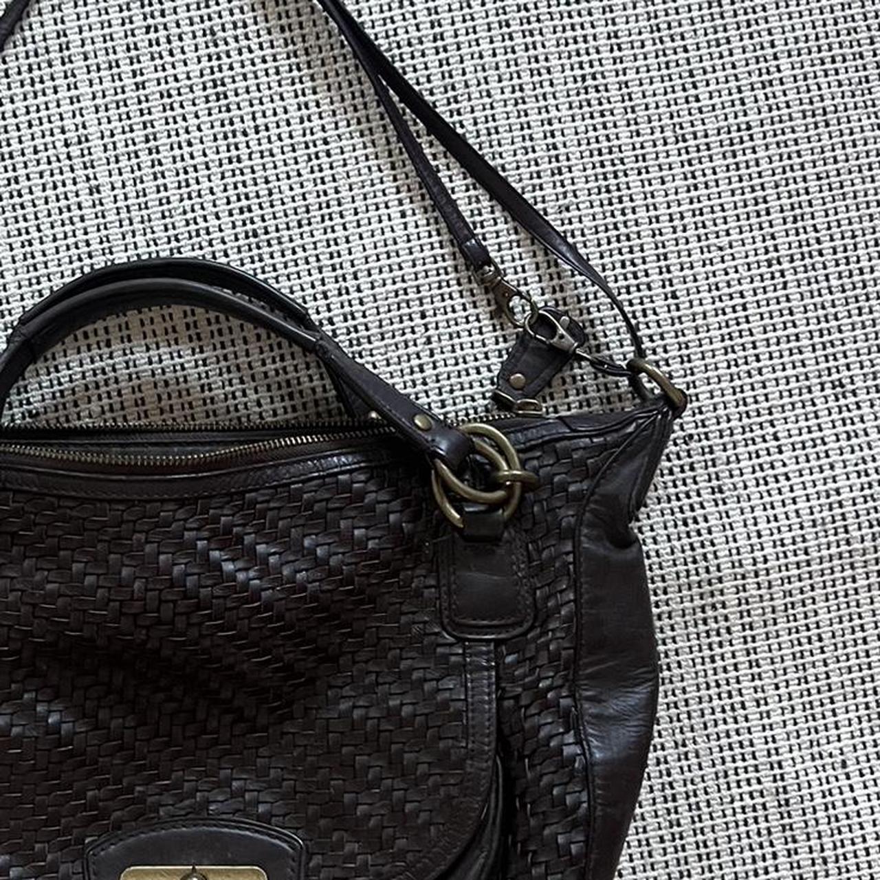 Coach kristin woven on sale leather round satchel