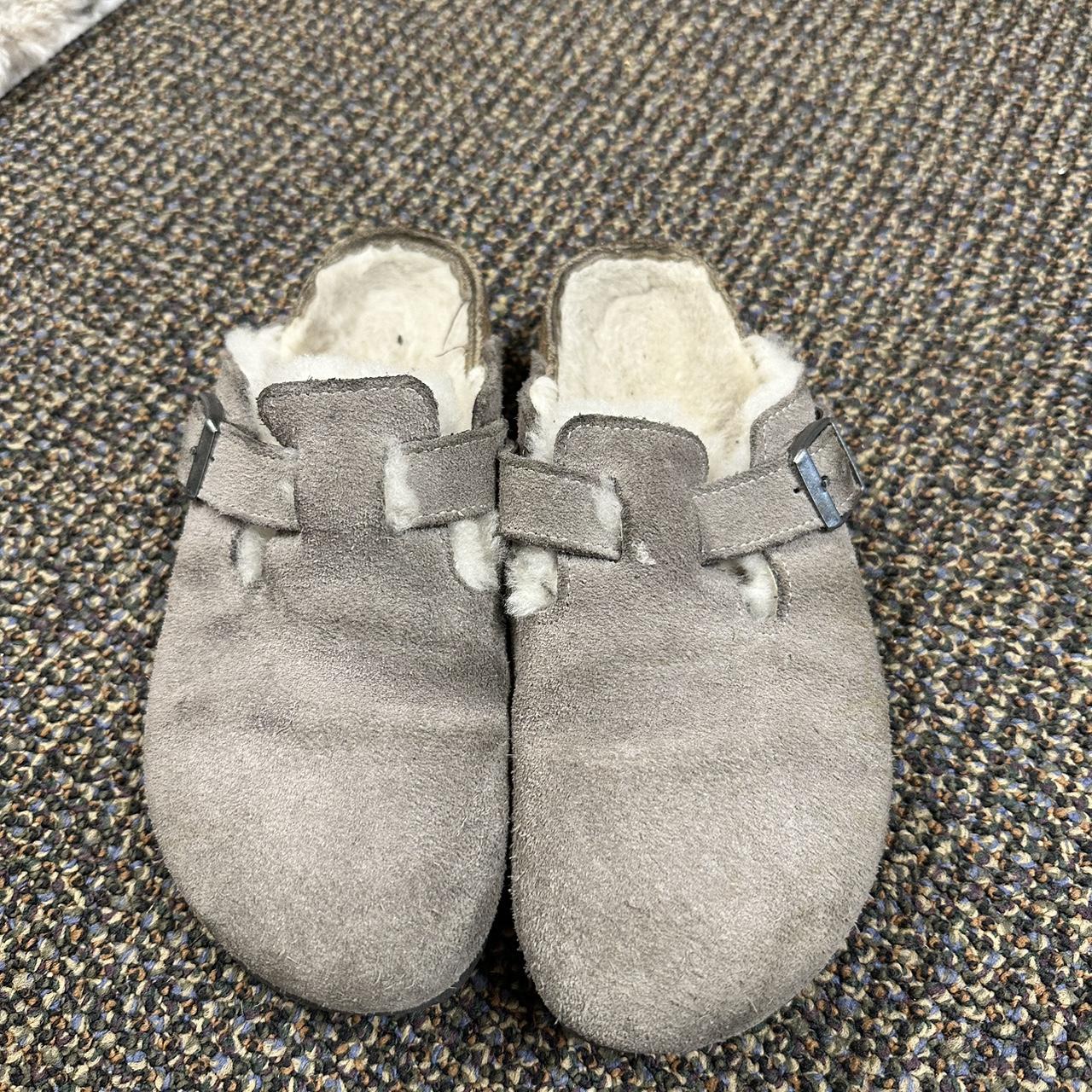 Fuzzy Birkenstock bostons Worn a good amount of... - Depop