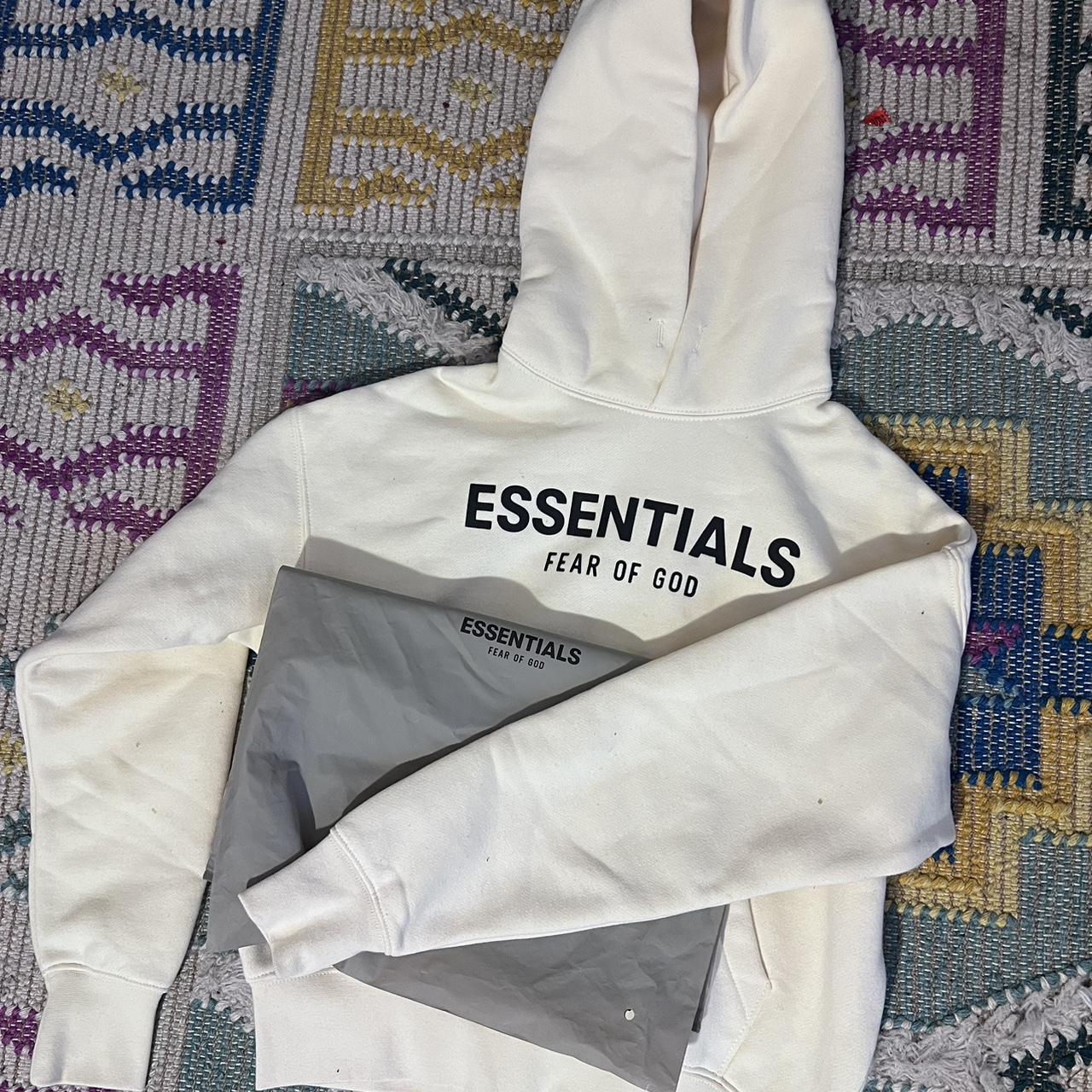 Fear Of God Essentials Kids Hoodie Cream/Buttercream... - Depop