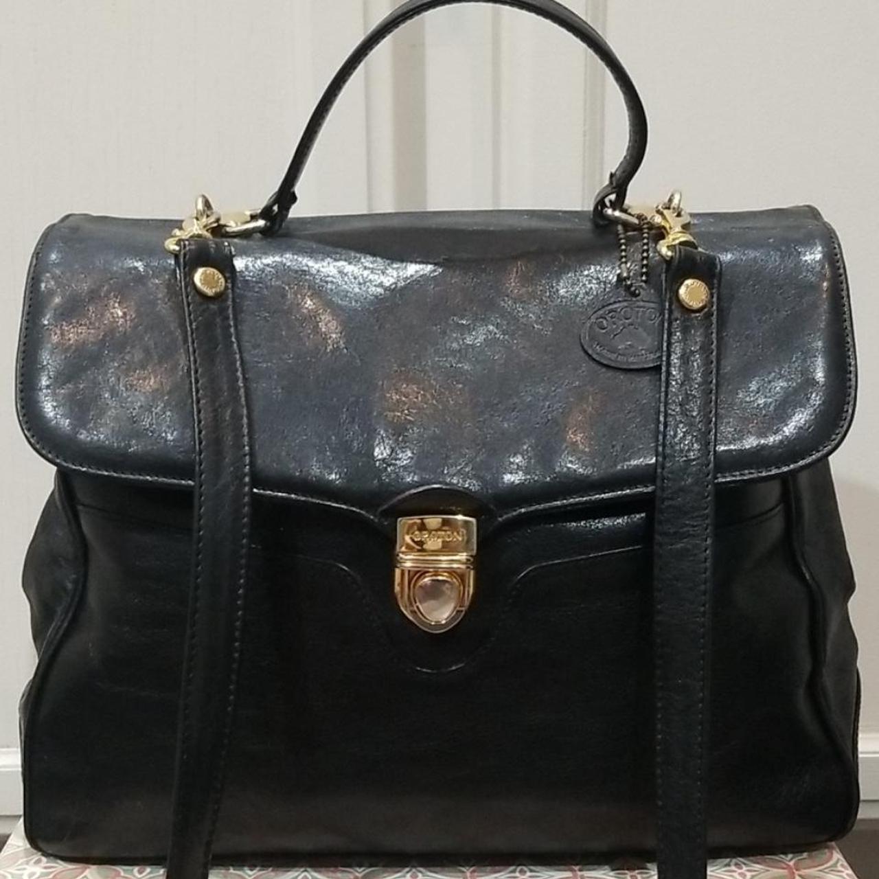 oroton • messenger bag vintage leather, dark... Depop