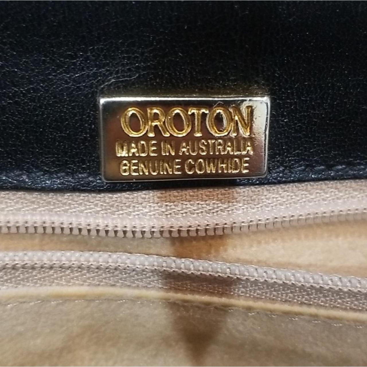 oroton • messenger bag vintage leather, dark... Depop