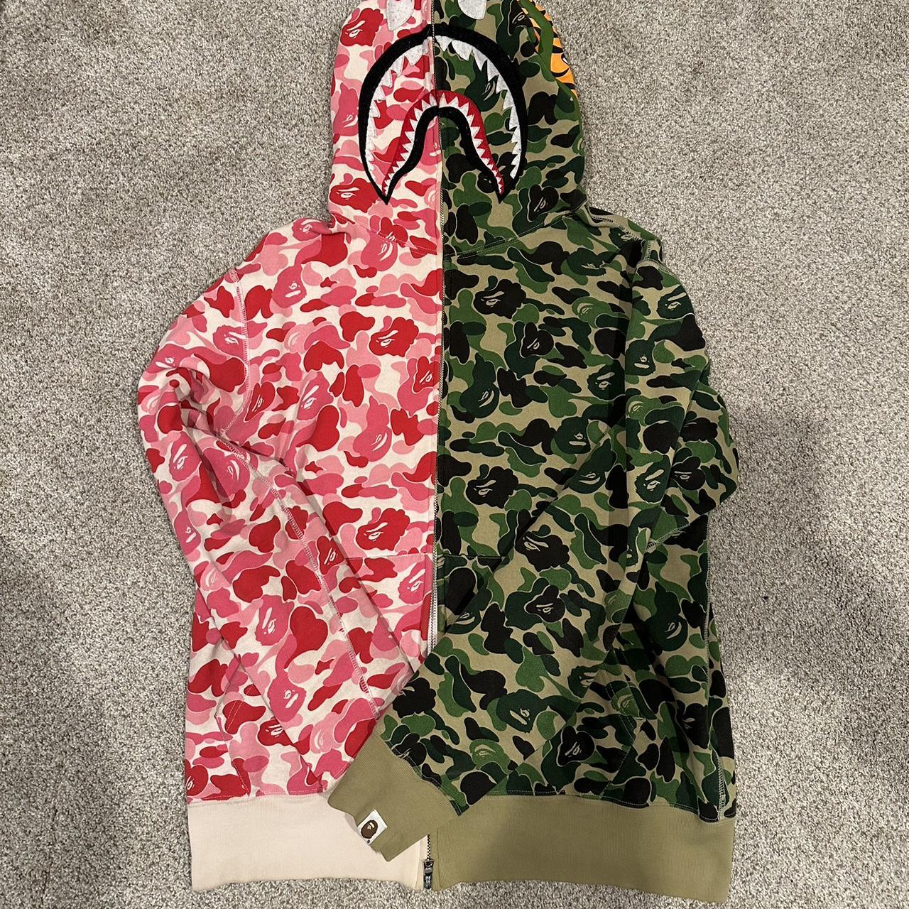 Bape Shark Camo Full Zip available in Blue, Red, and Green. Visit