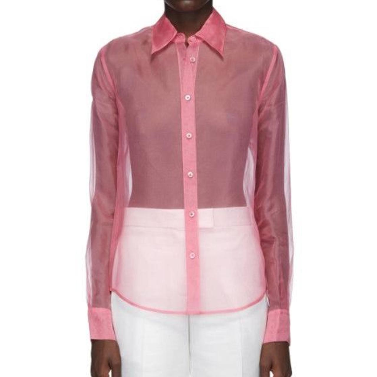 HELMUT LANG - HELMUT LANG ピンクシアートップス Helmut Lang pink organza shirt. NWT, never worn. | Depop