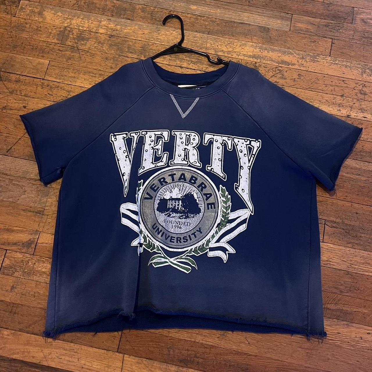 Vertabrae university rhinestone sweatshirt short sleeve - Depop