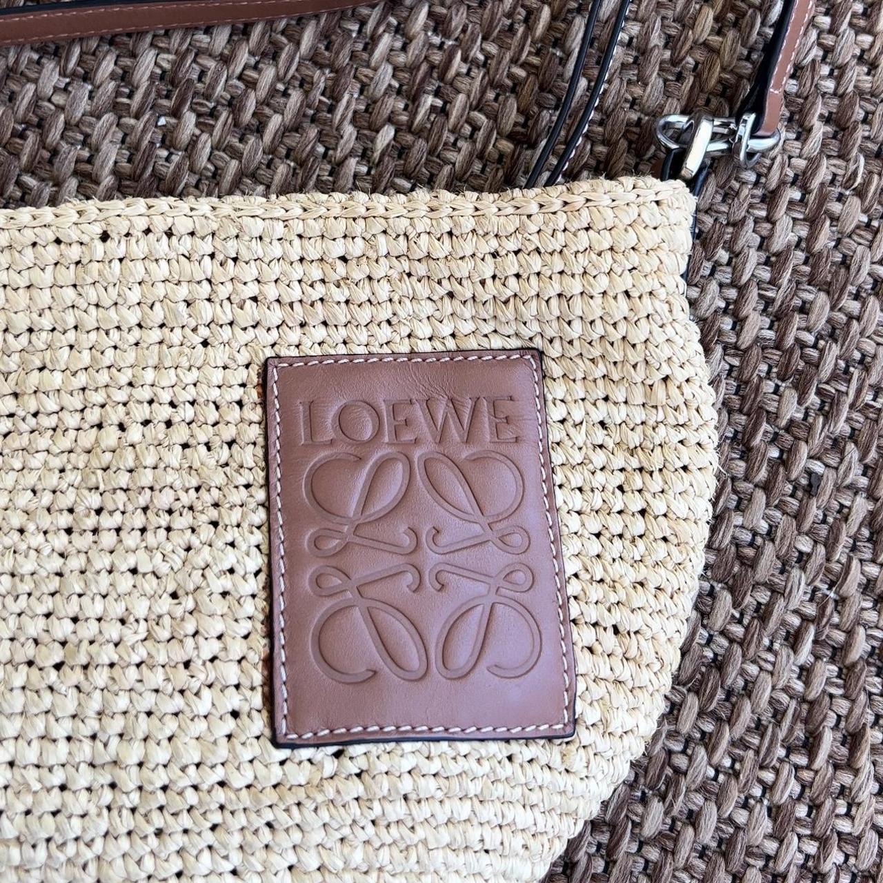 Loewe Raffia and Leather Paula's Ibiza Pochette Bag - Preloved Loewe