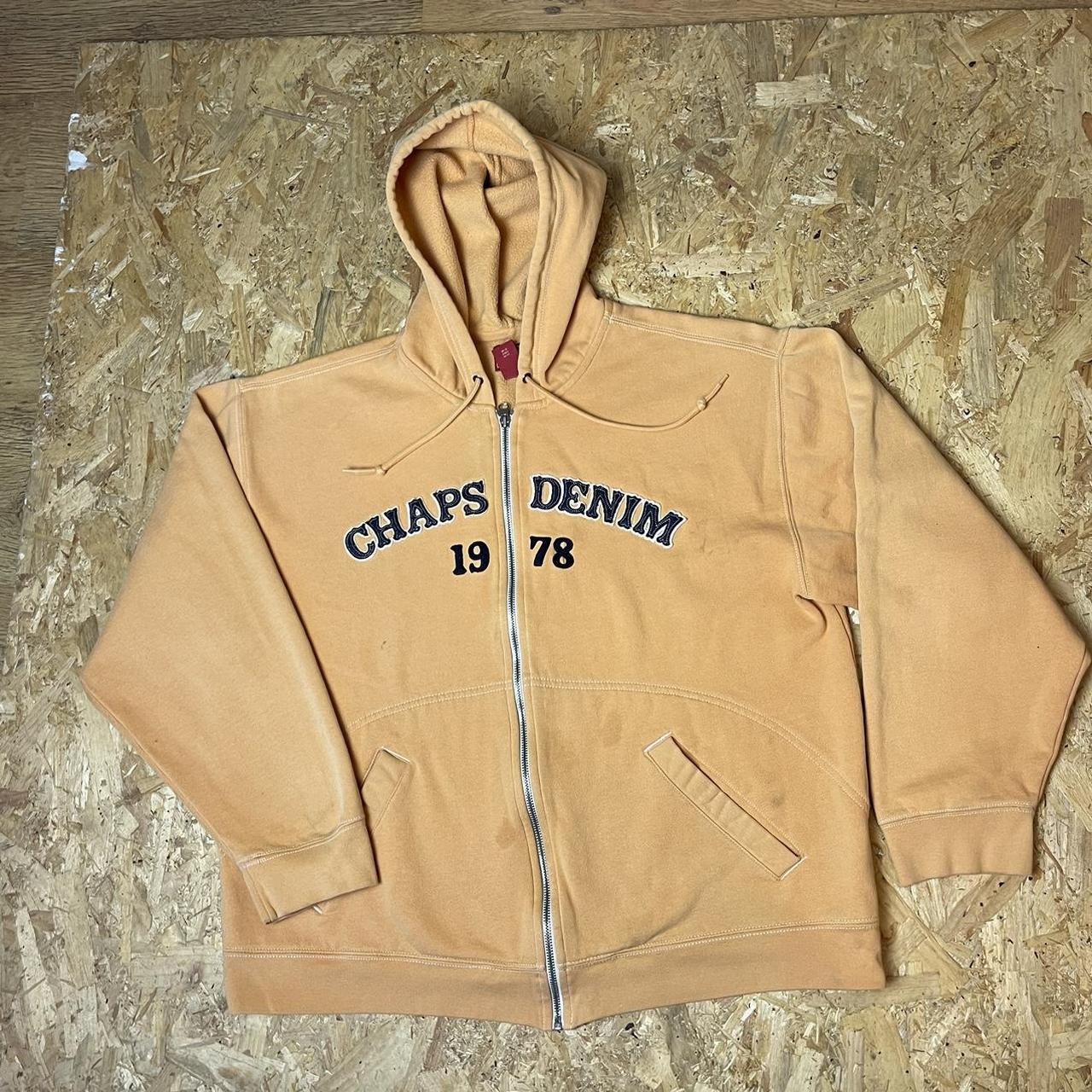 Vintage Chaps Ralph Lauren Denim Spellout Hooded... Depop