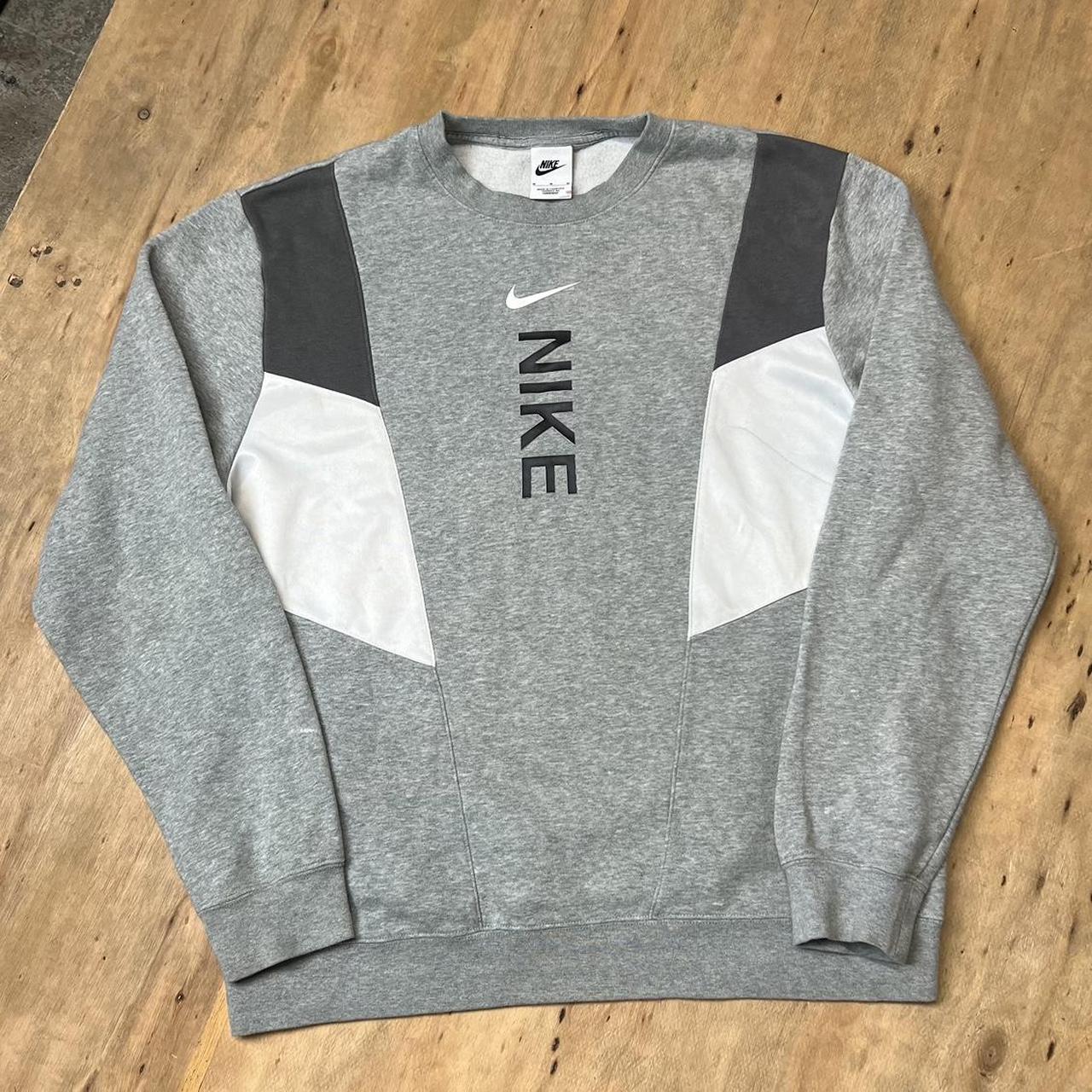 grey nike spellout sweatshirt