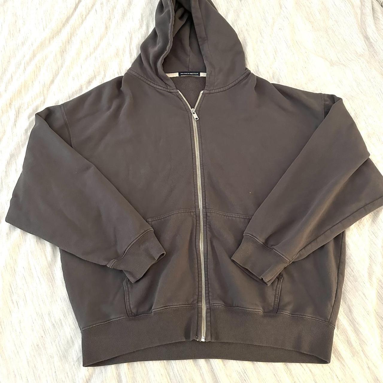 Brandy Melville zip up dark wash gray brown color - Depop