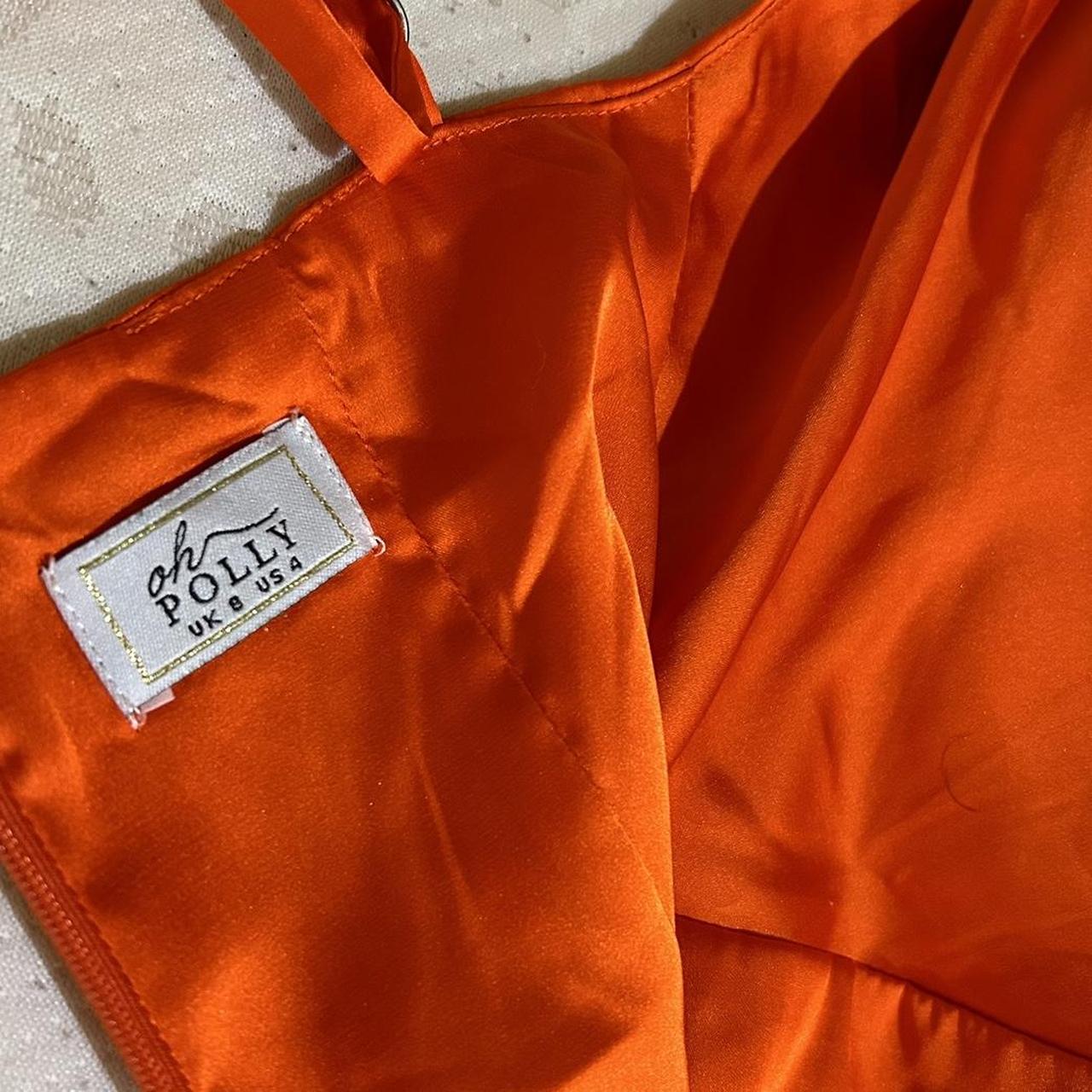 Oh Polly Orange satin mini bodycon dress. Very good... Depop