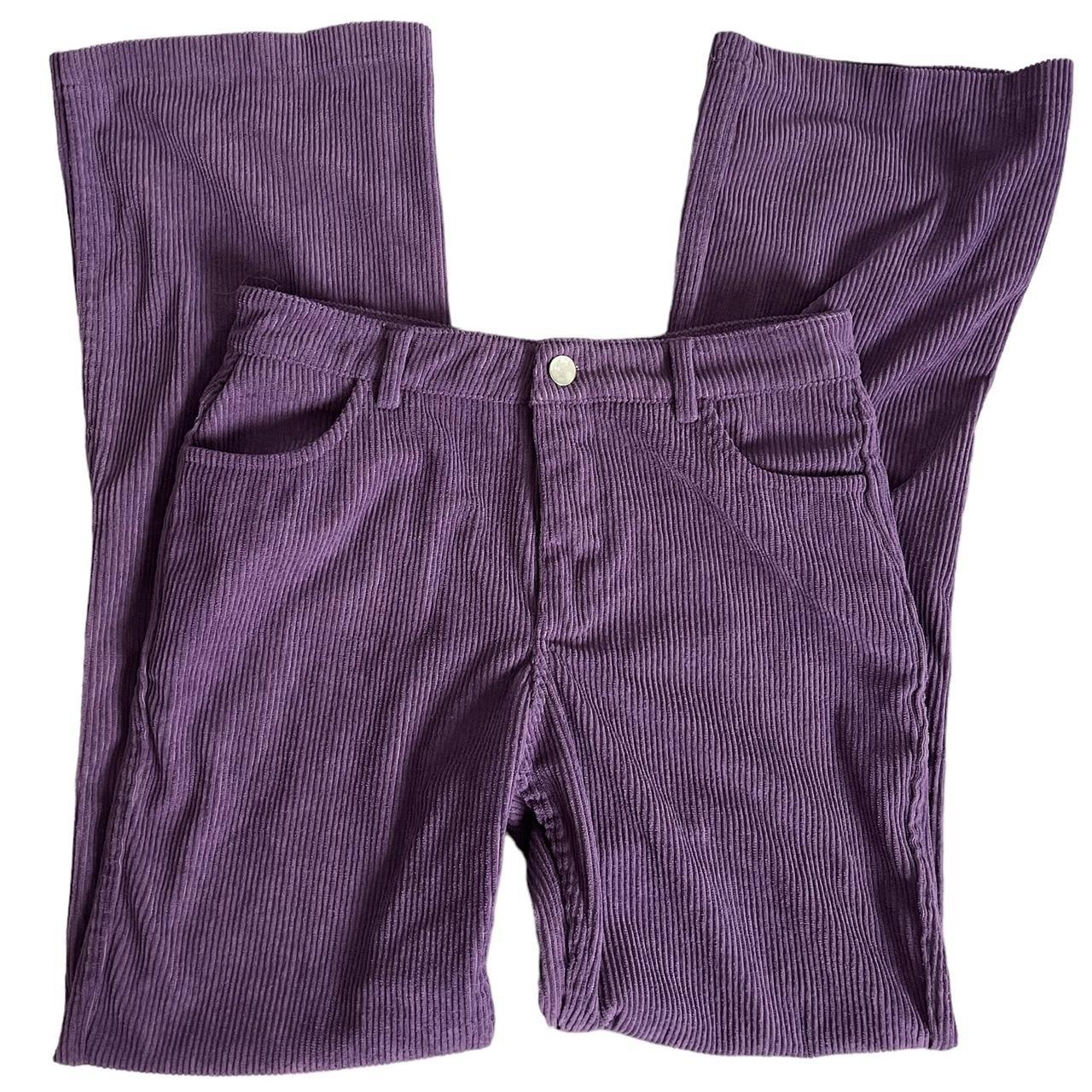 purple corduroy flare jeans -about a size 26 -thin... - Depop