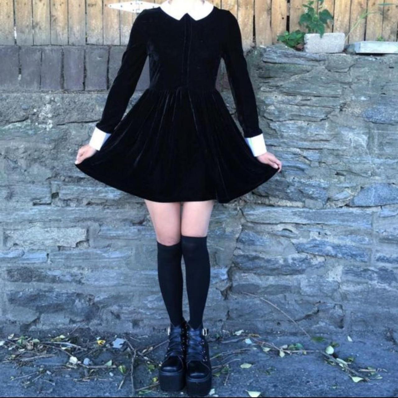 KOKOPIE Wednesday Addams Velvet Long Sleeve Depop