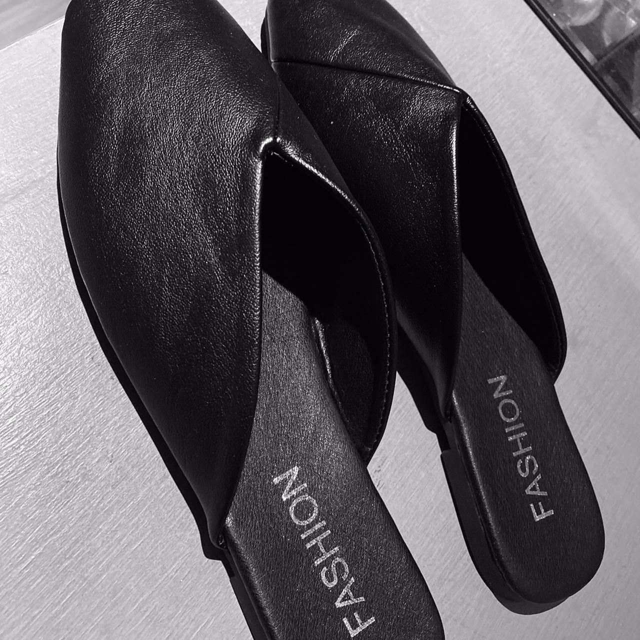 BLACK COLOURED – FAUX LEATHER FLAT MULES CLOGS –... - Depop