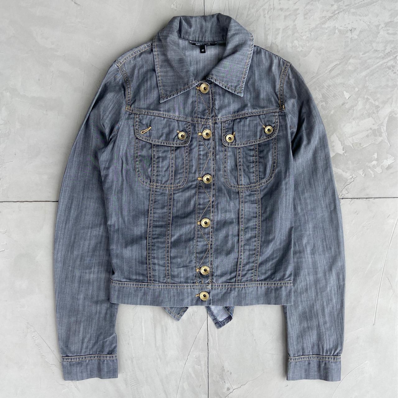 Plein Sud Denim Lace Up Jacket. Featuring leather | Depop