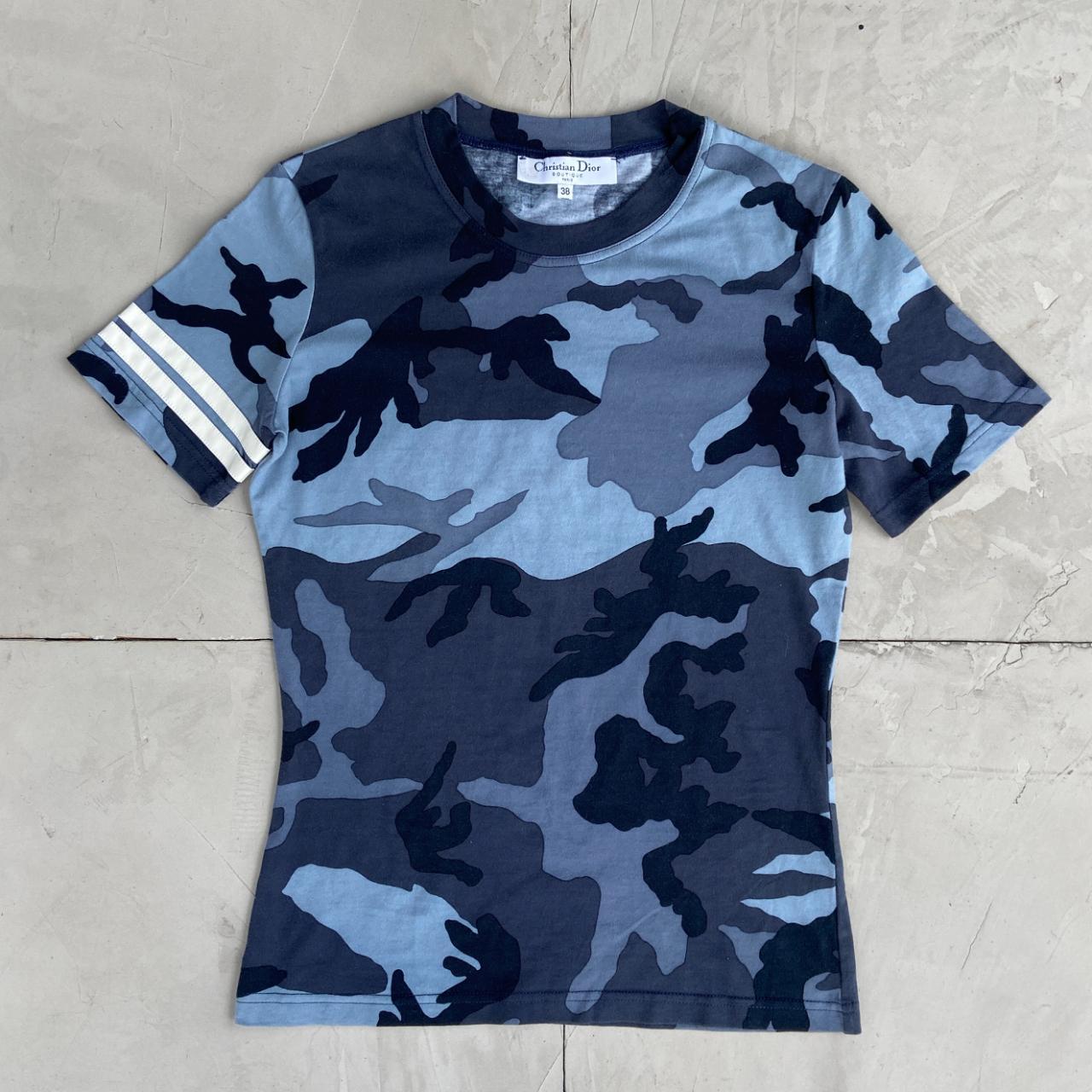 Christian Dior 2000's Blue Camo Top. From Galliano | Depop