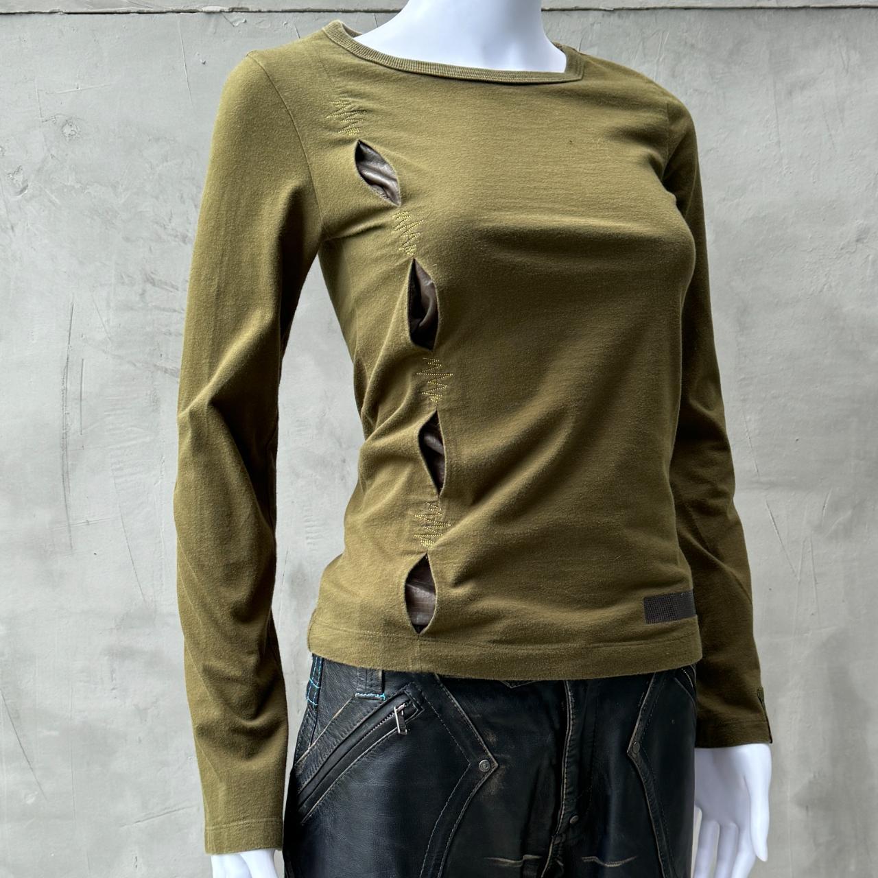 Diesel 2000's Long Sleeve Tee. Featuring cut out | Depop