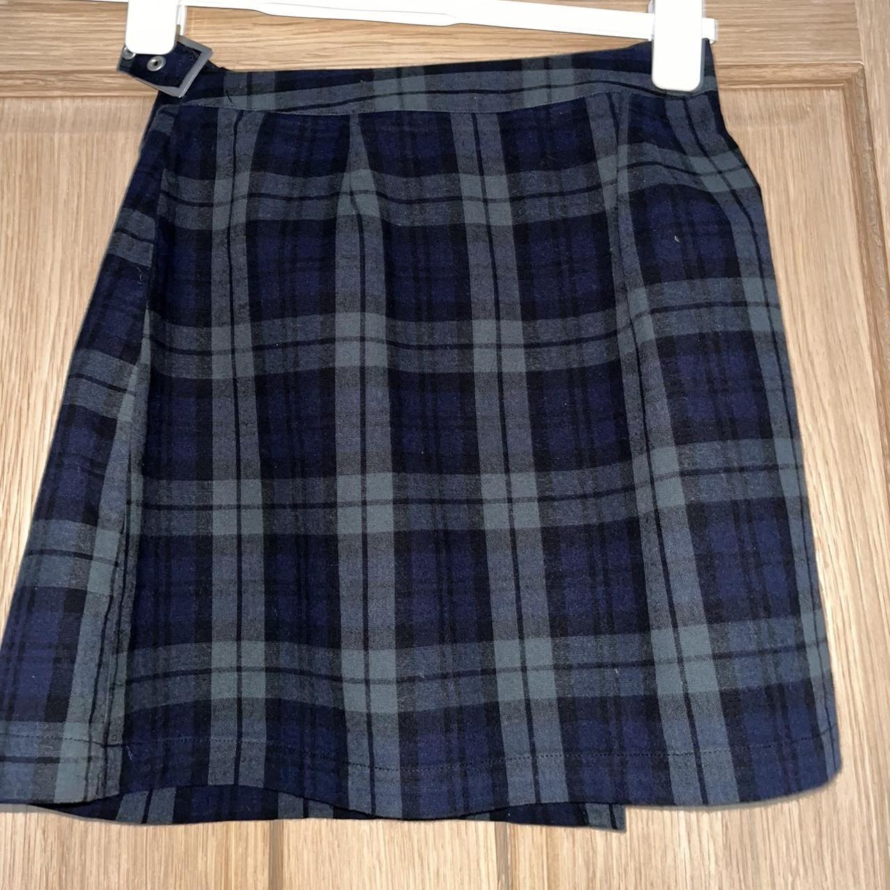 Brandy Melville blue and green tarten skirt in “one... Depop