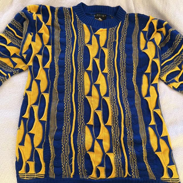 Vintage Coogi sweater with iconic 90s 3D knit... - Depop