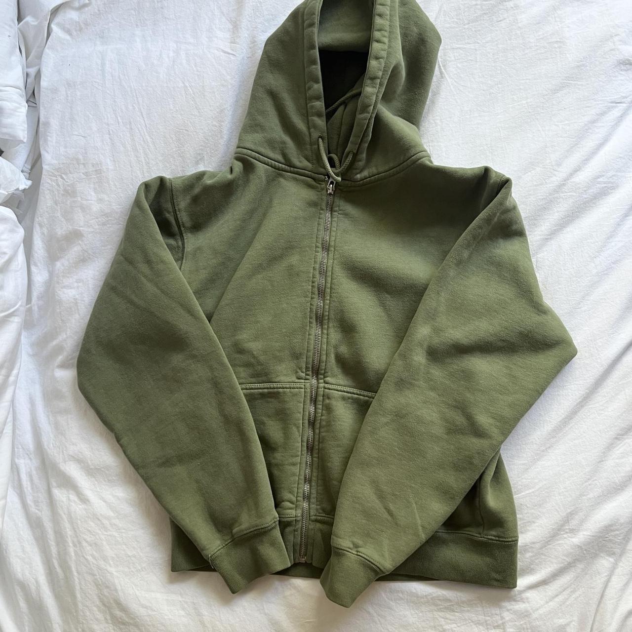 green brandy melville zip up hoodie ੍ * - comfy... - Depop