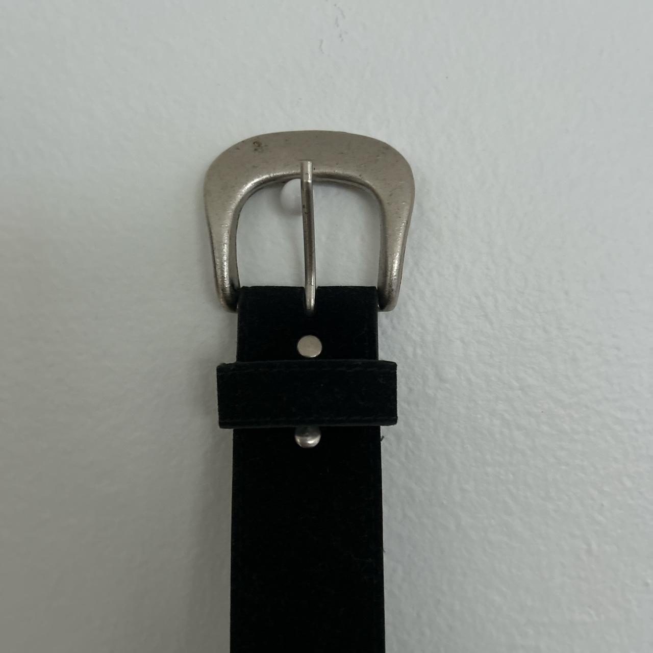 Black Suede Belt w Silver Hardware belt blackbelt Depop