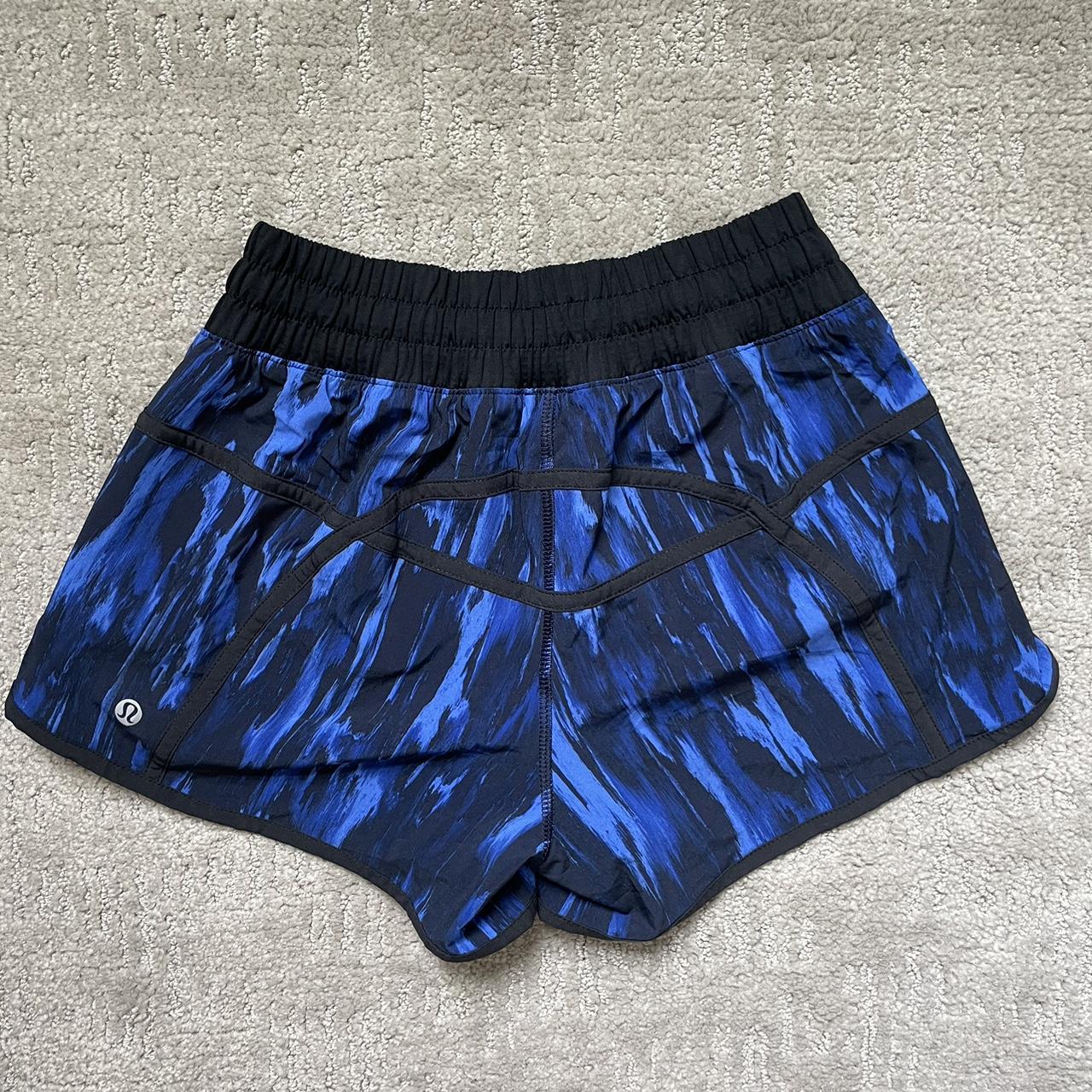 Navy blue Lululemon shorts! Super cute mesh accents - Depop