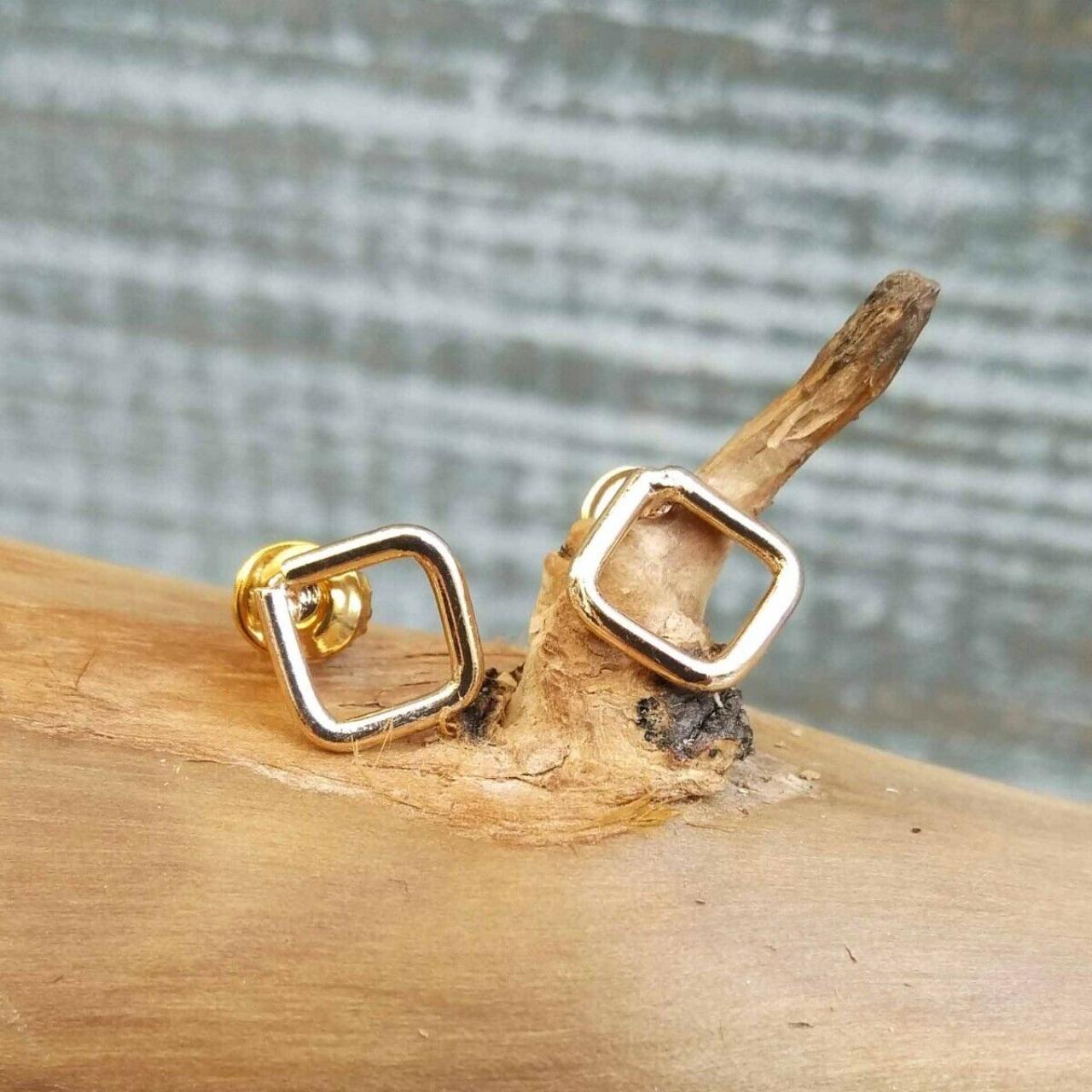 Anthropologie Gold Rhombus Stud Earrings. ( N - 43... - Depop