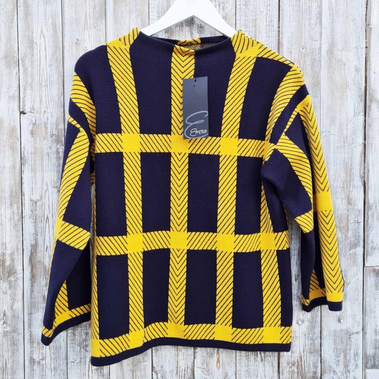 anthropologie-women-s-yellow-and-navy-jumper-depop