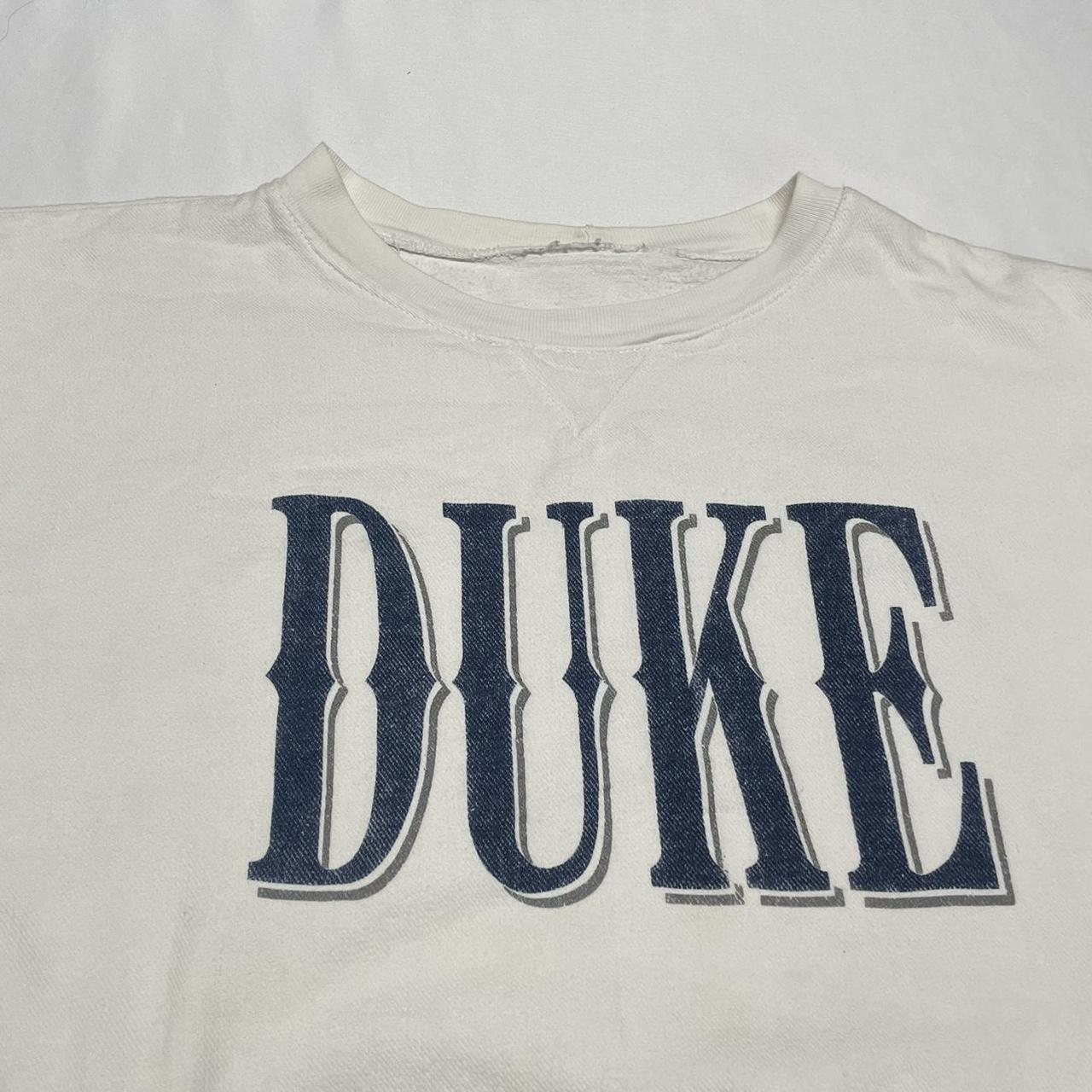 Duke Women's White and Blue Sweatshirt Depop