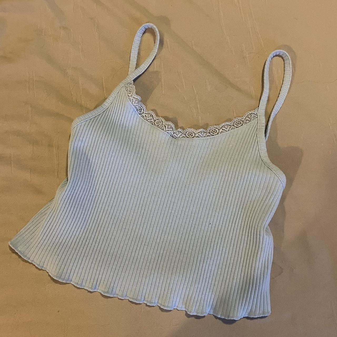 baby blue lace tank top! #indie #dainty #coquette... - Depop