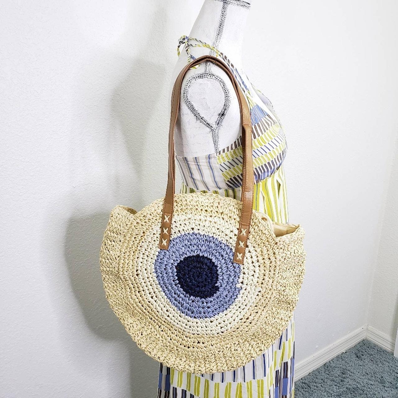 Blue Evil Eye Round Tote Bag