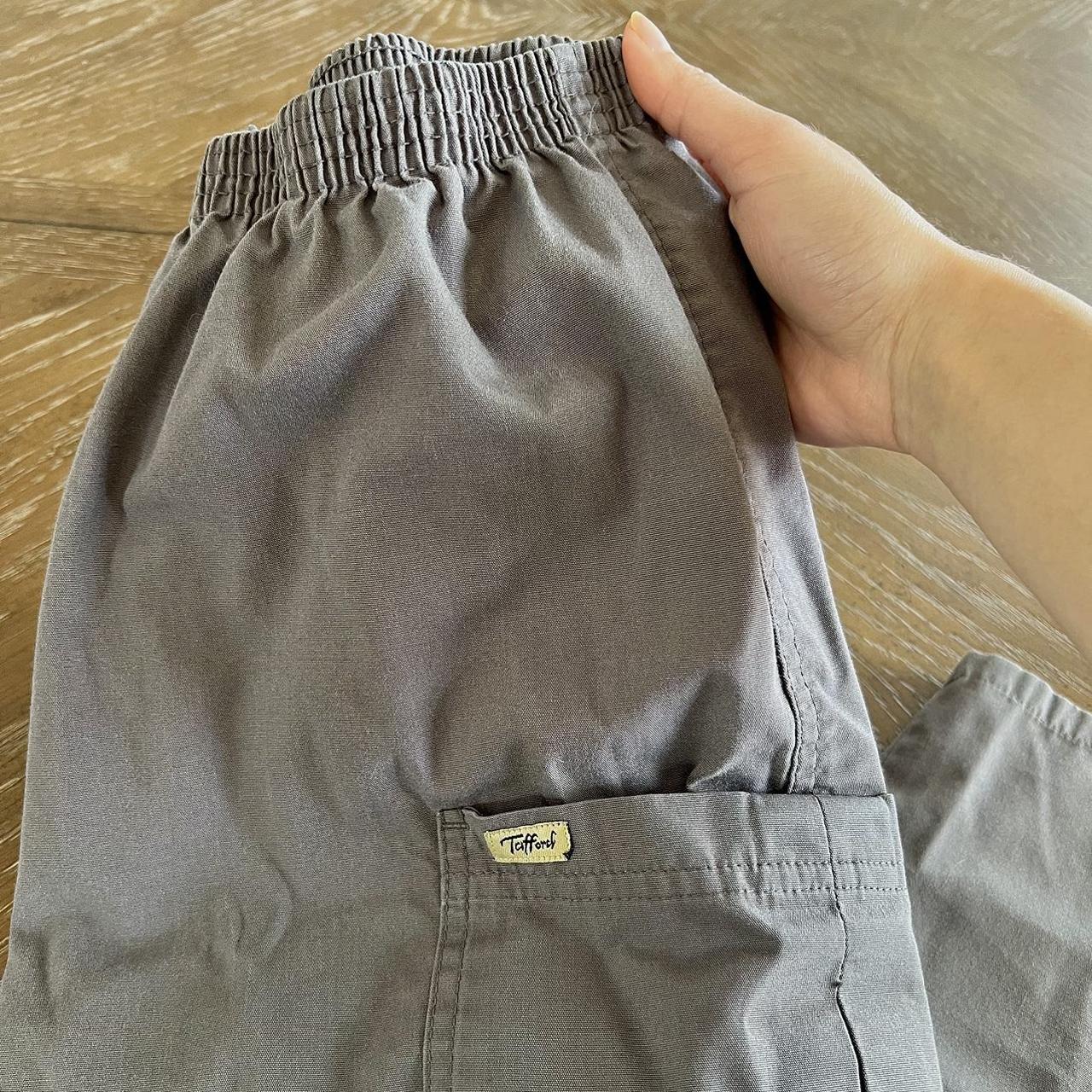 vintage grey parachute cargo pants elastic waist - Depop