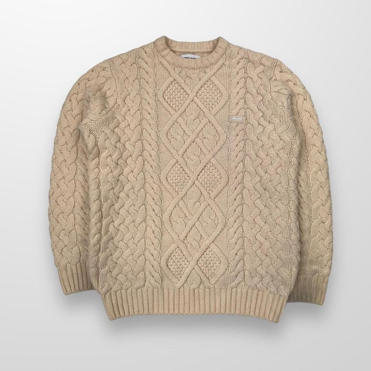 Palace Cable Knit Jumper In Cream Mens Size Medium | Depop