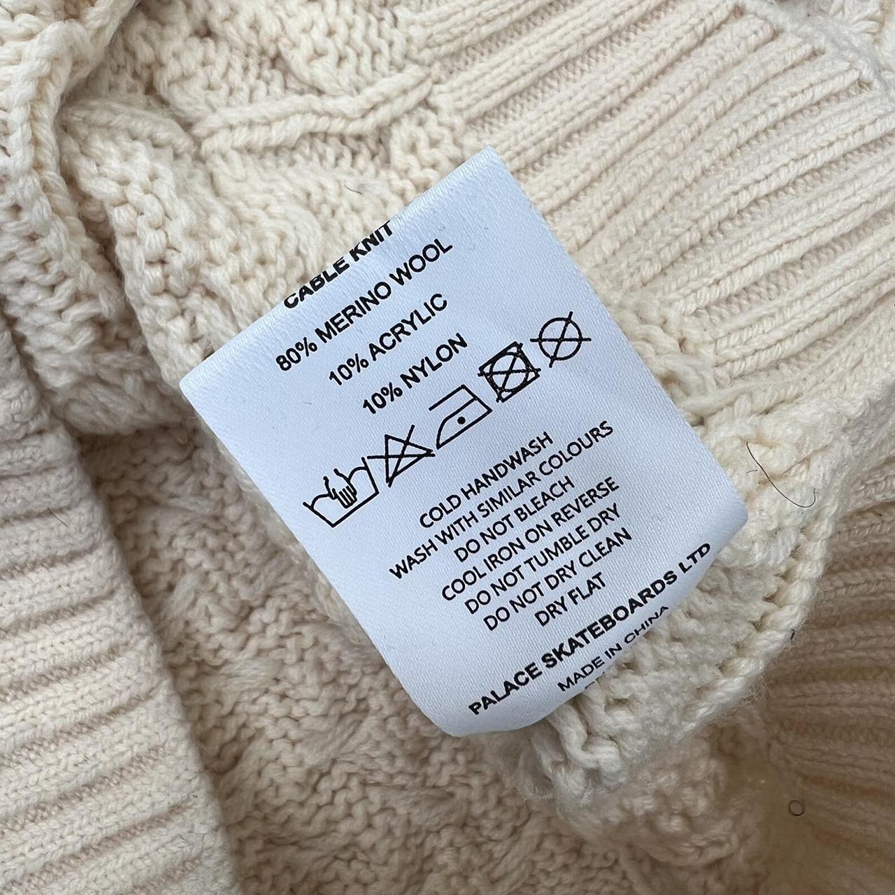 Palace Cable Knit Jumper In Cream Mens Size Medium | Depop