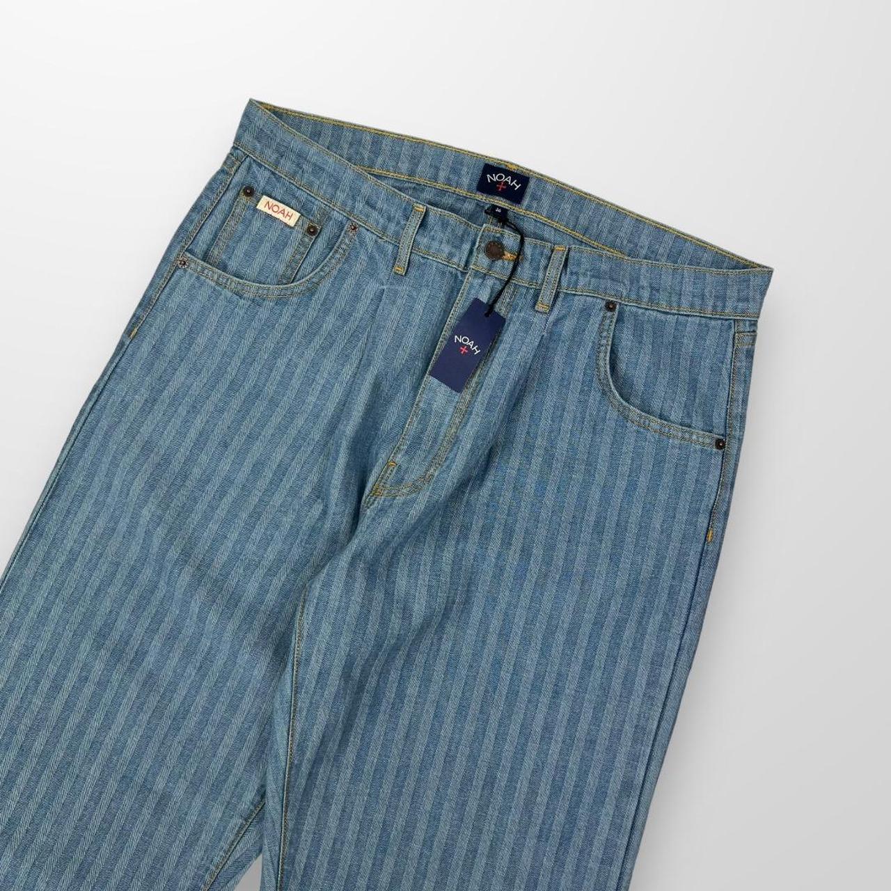 Noah Pleated Striped Jeans In Two Tone Stone Wash | Depop