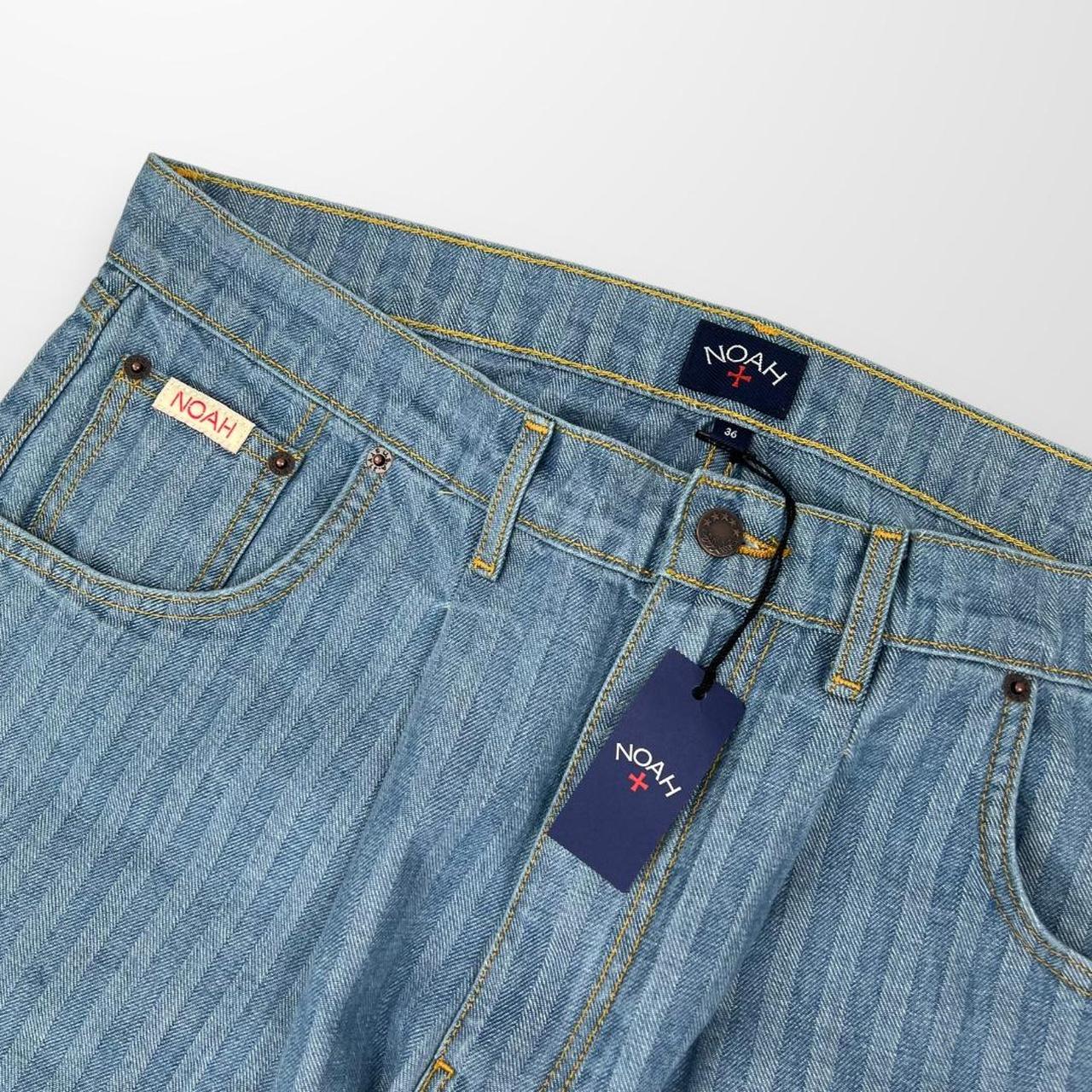 Noah Pleated Striped Jeans In Two Tone Stone Wash | Depop