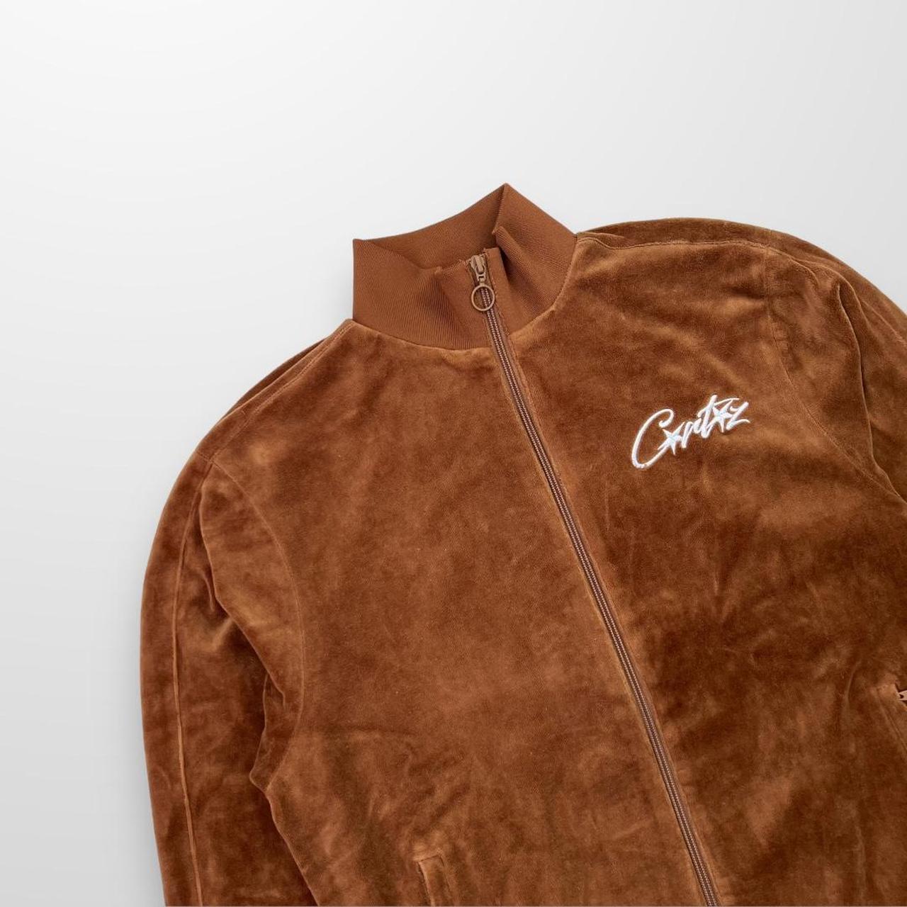 Corteiz Allstarz VVS Velour Jacket In Brown Mens... - Depop