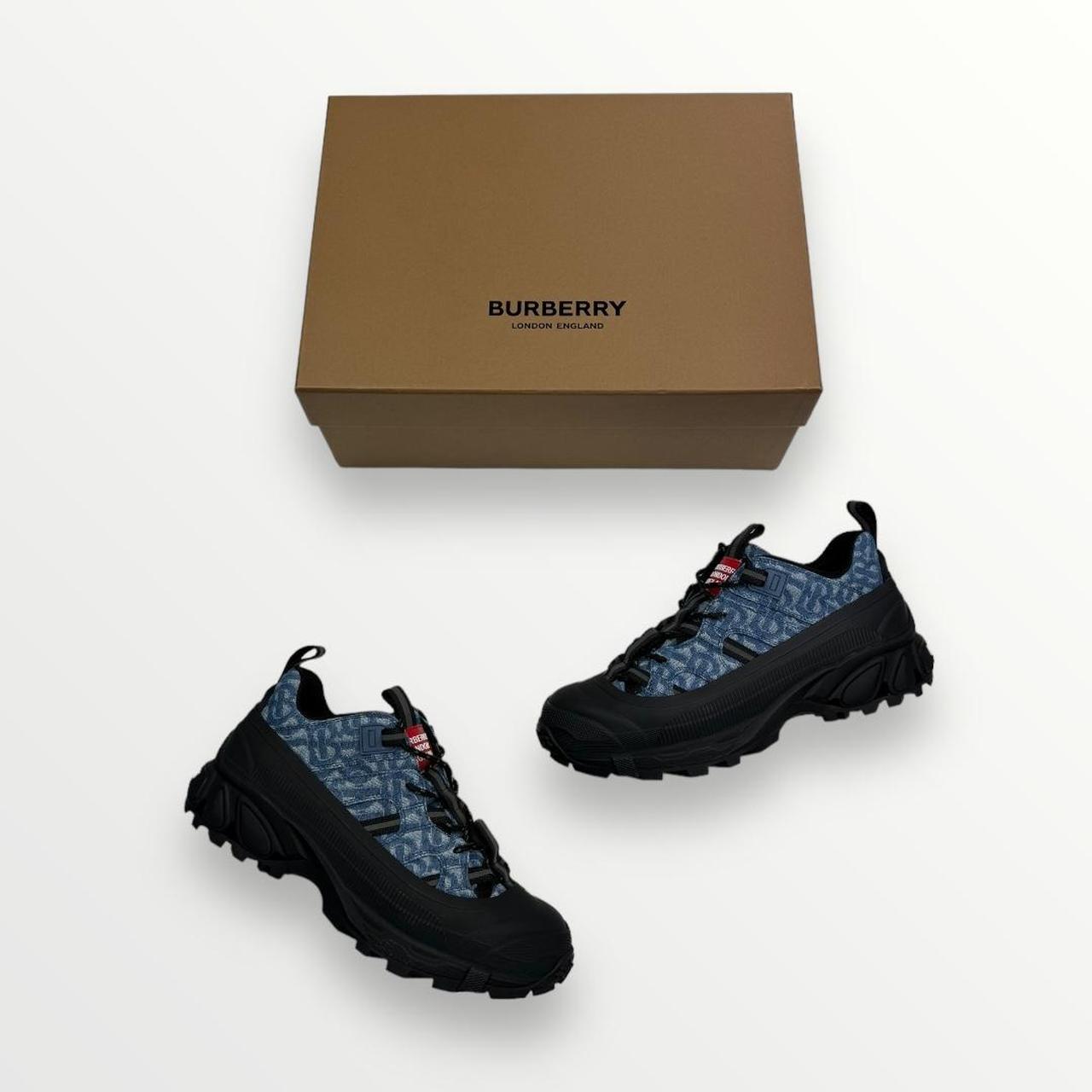 Burberry Arthur Sneakers In Black & Indigo Denim | Depop