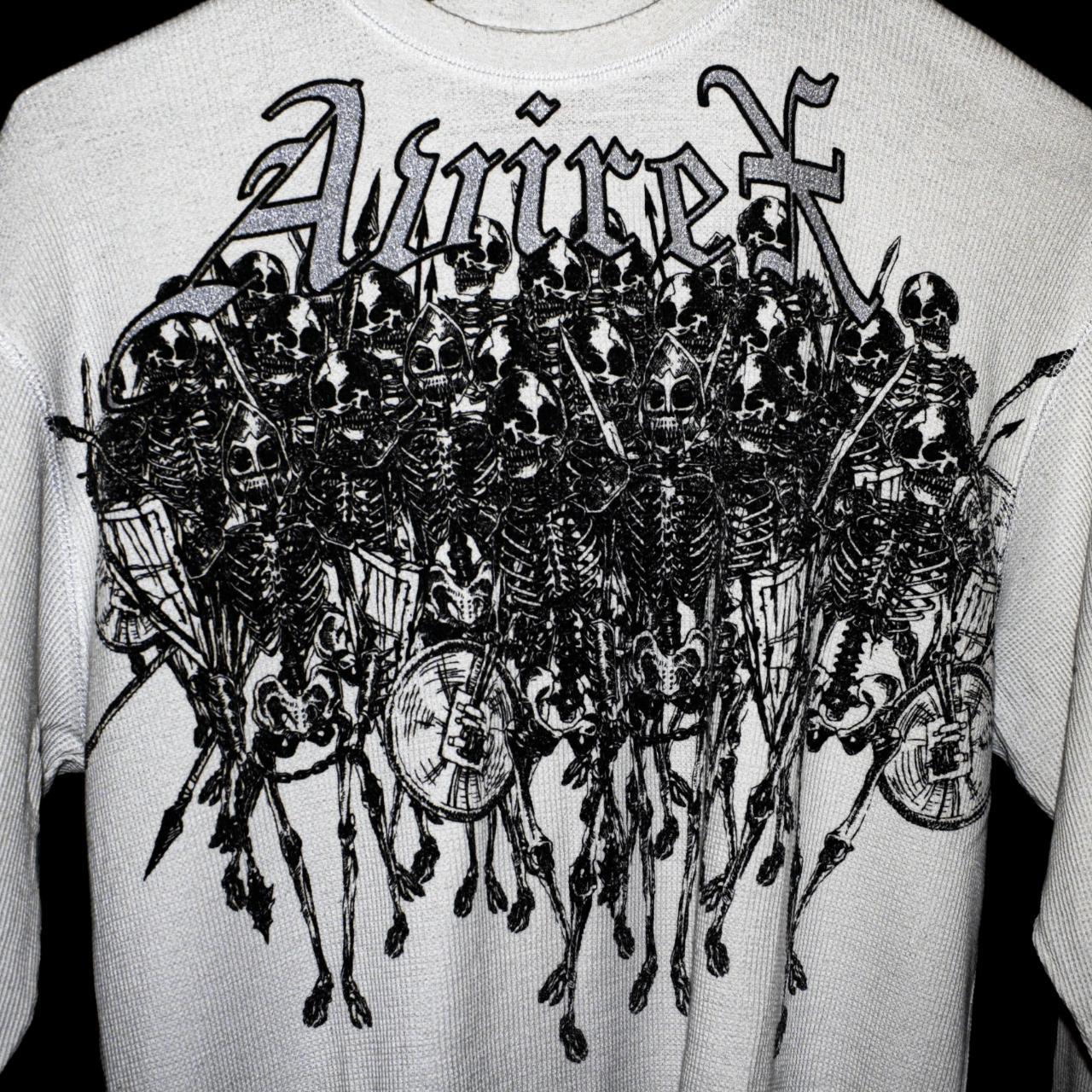 Avirex White Skeleton Skeletons Army Long Sleeve... - Depop