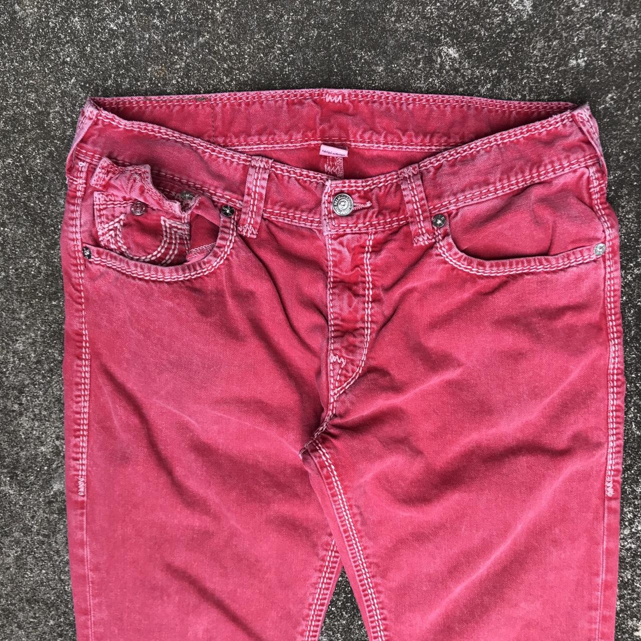 True Religion Men's Red and White Jeans | Depop