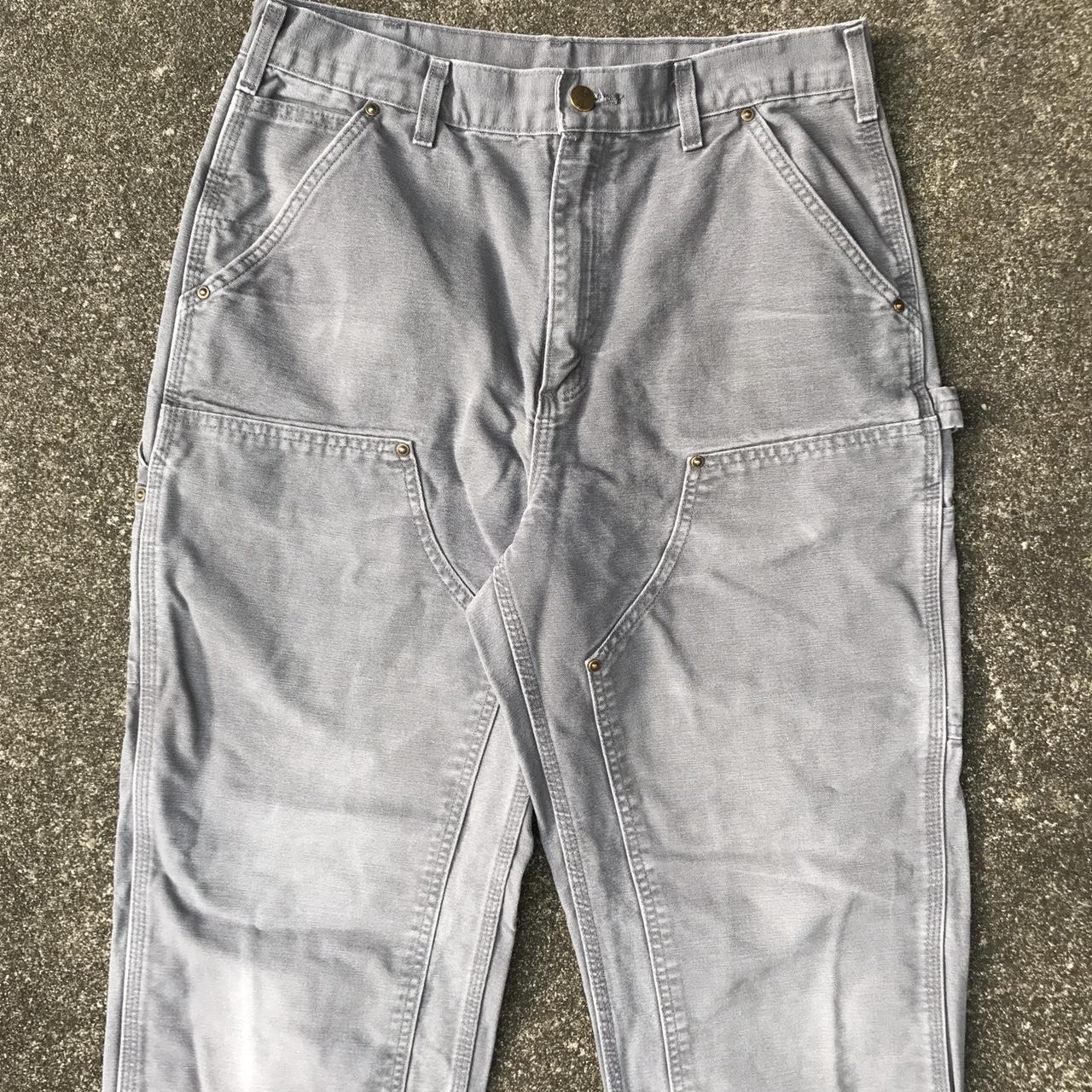 Carhartt Double knee gravel gray canvas pants 33 x... - Depop