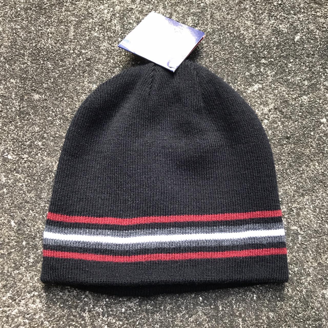 Y2K knit striped skater beanie hat, Adult size OSFA... - Depop