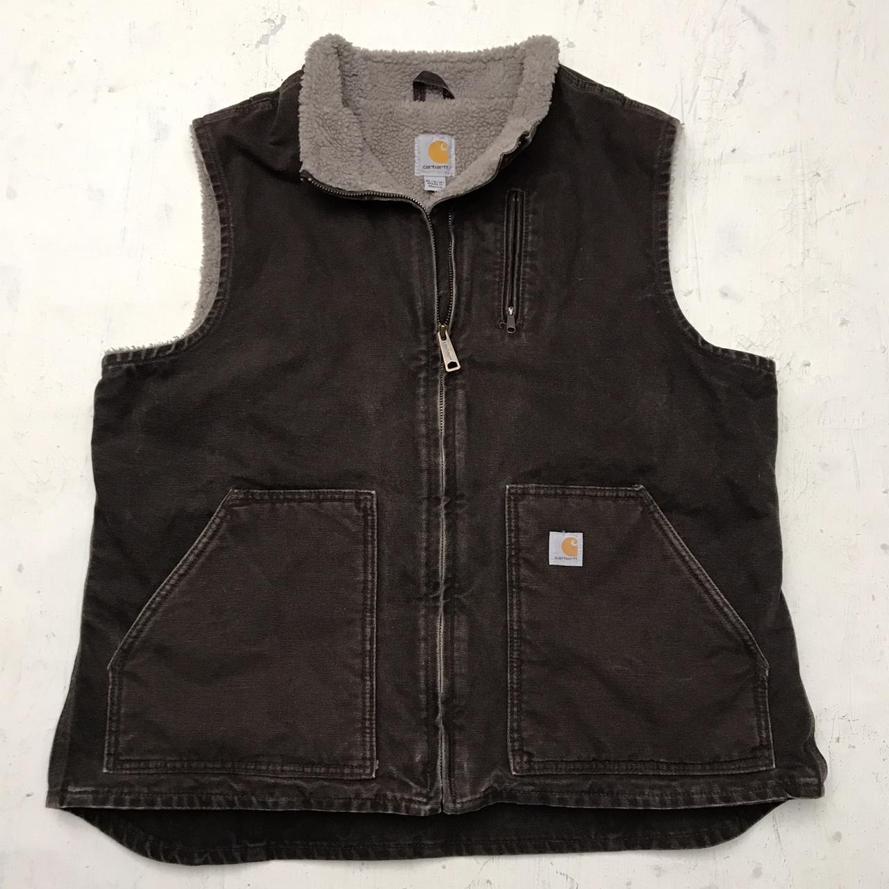 Brown Carhartt sherpa vest tagged XL 16/18... - Depop