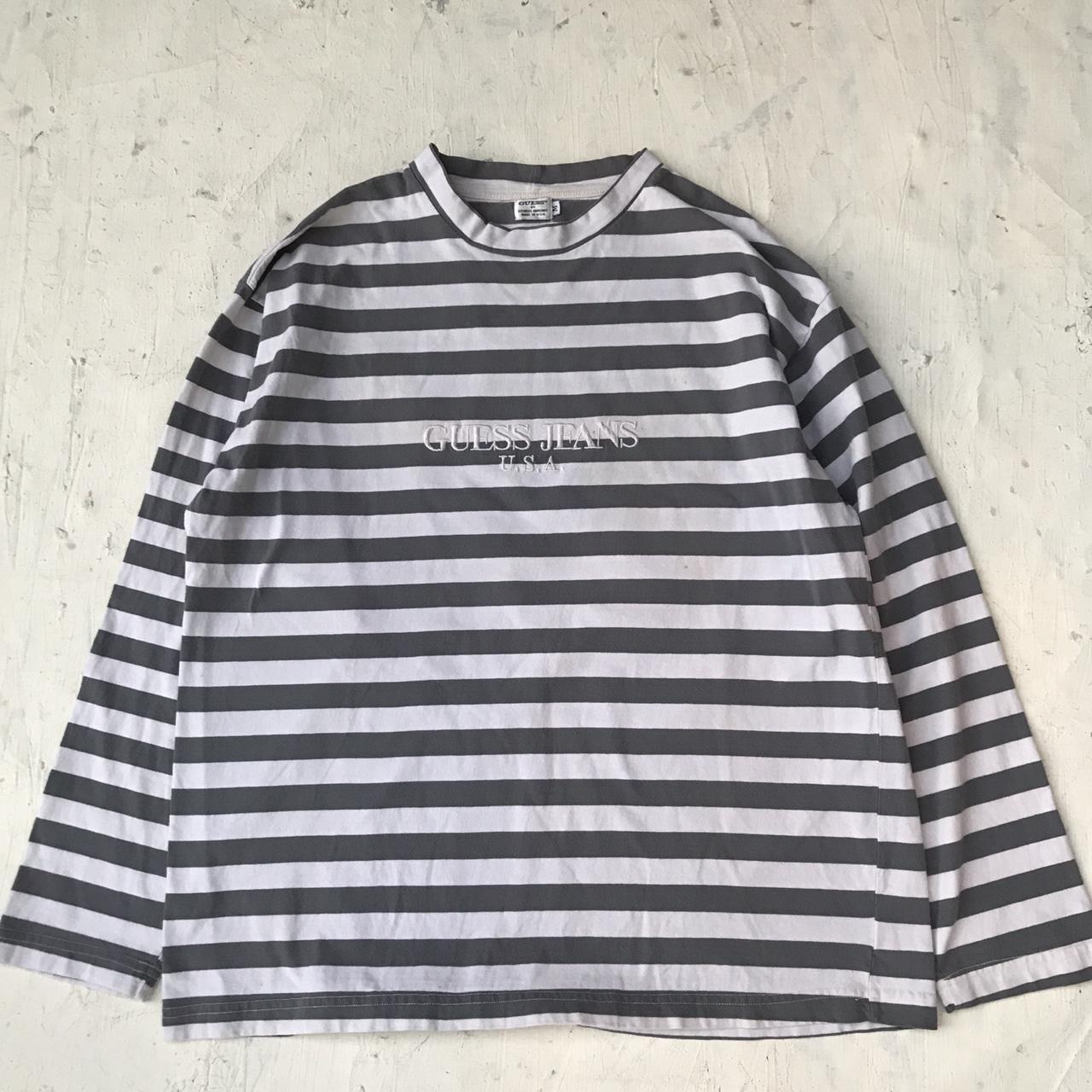 Vintage 90s Guess striped long sleeve t shirt tagged... - Depop