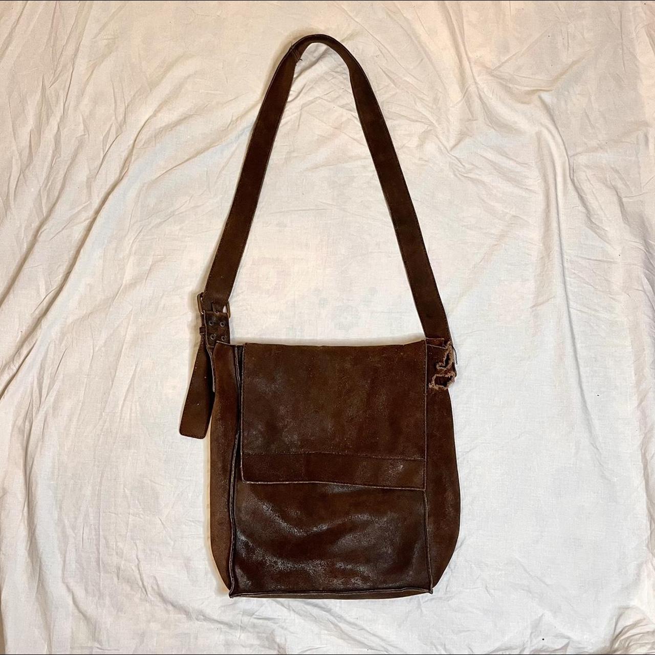 Vintage Grunge Indie Leather Brown Side Bag ★ +um,... - Depop