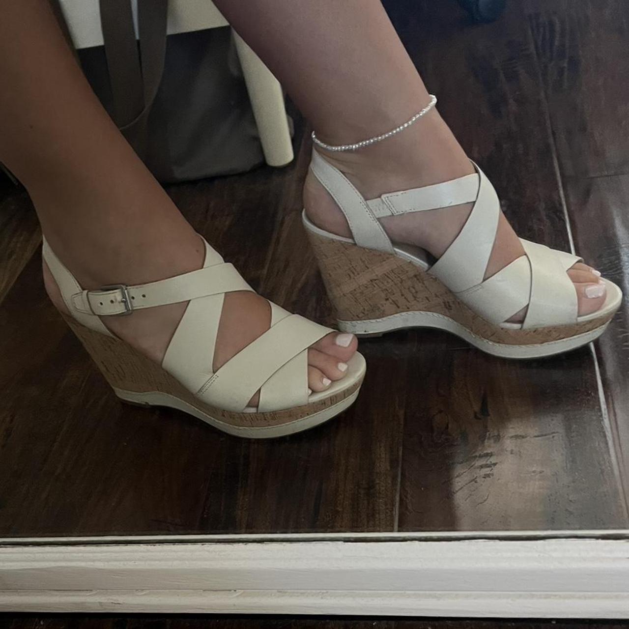 franco sarto white wedges