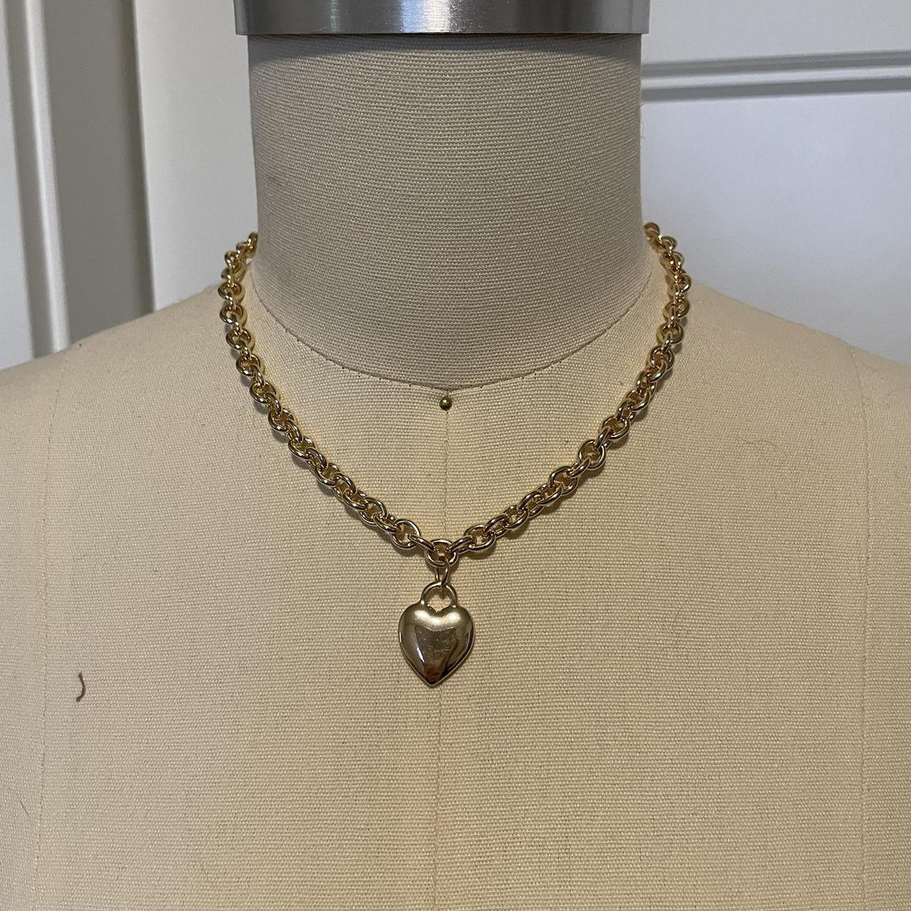 heart shaped lovers gold necklace by brandy Melville... - Depop