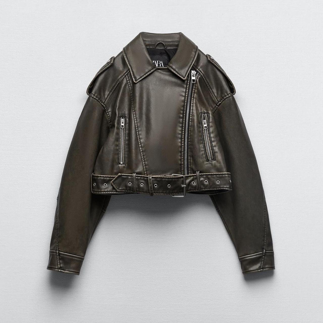 zara faux leather jacket molly mae jacket viral tik... - Depop
