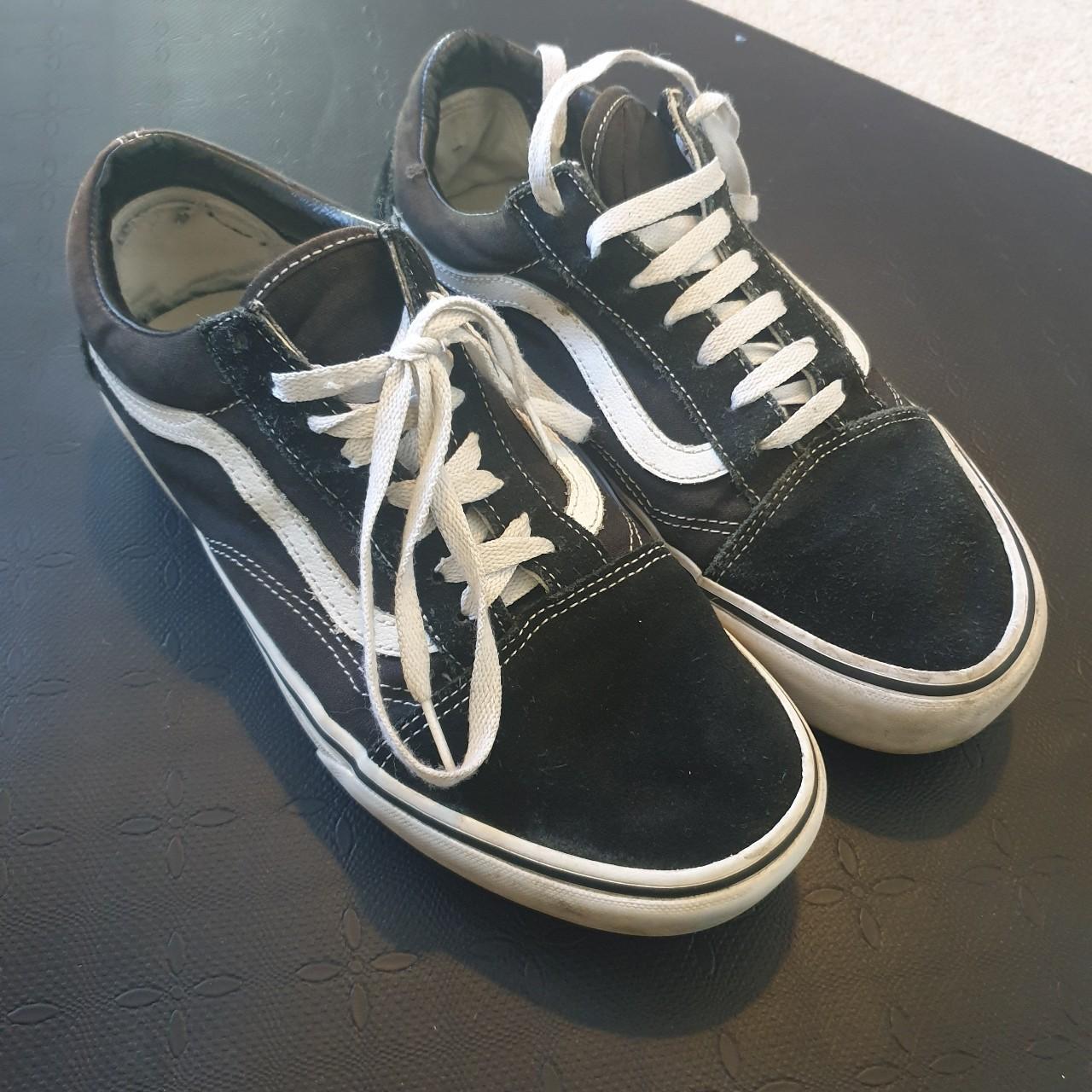 Black and white vans shoes size 9. Good used... Depop